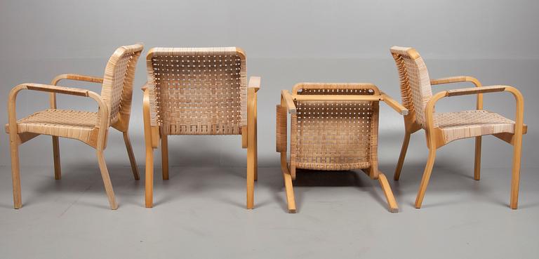 KARMSTOLAR, 6 st, modell 45, Alvar Aalto, Artek. 1900-talets senare hälft.