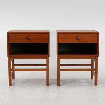 Bedside tables, a pair, teak, 1950-60s.