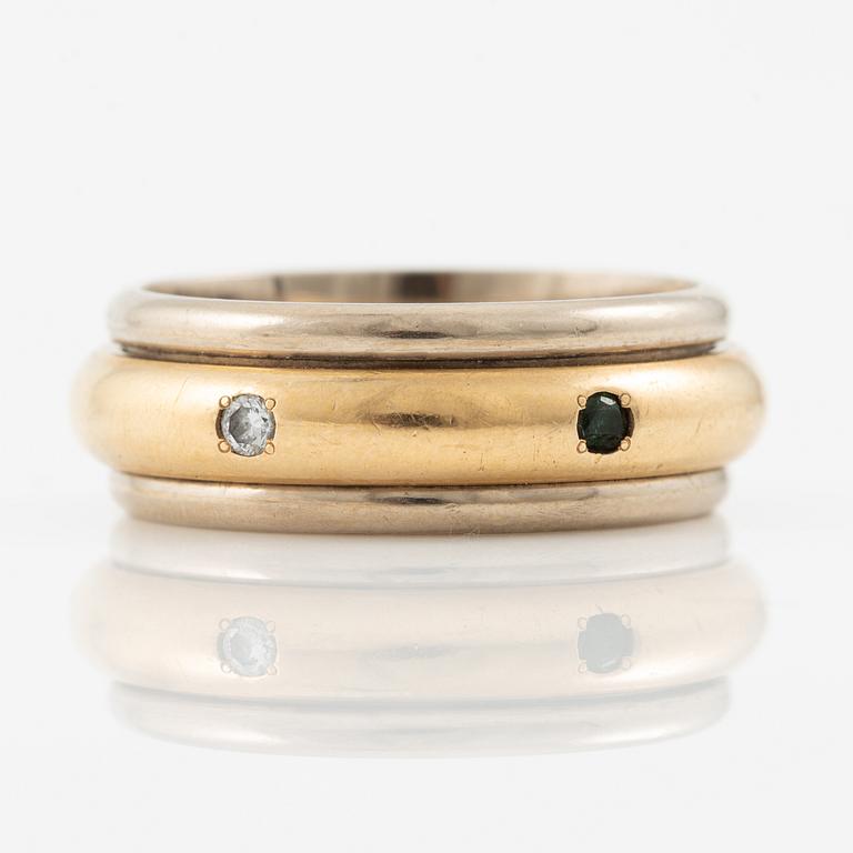 Ring, 18K gold with brilliant-cut diamonds and coloured stones.