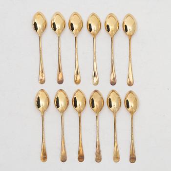 Twelve sterling silver gilt mocha spoons, CG Hallberg, Stockholm 1961.