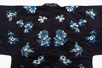 A Chinese embroidered silk robe, 1920's.