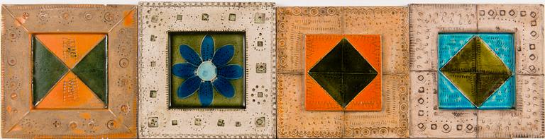 RUT BRYK, reliefiä, 4 kpl, kivitavaraaa, signeeratut.