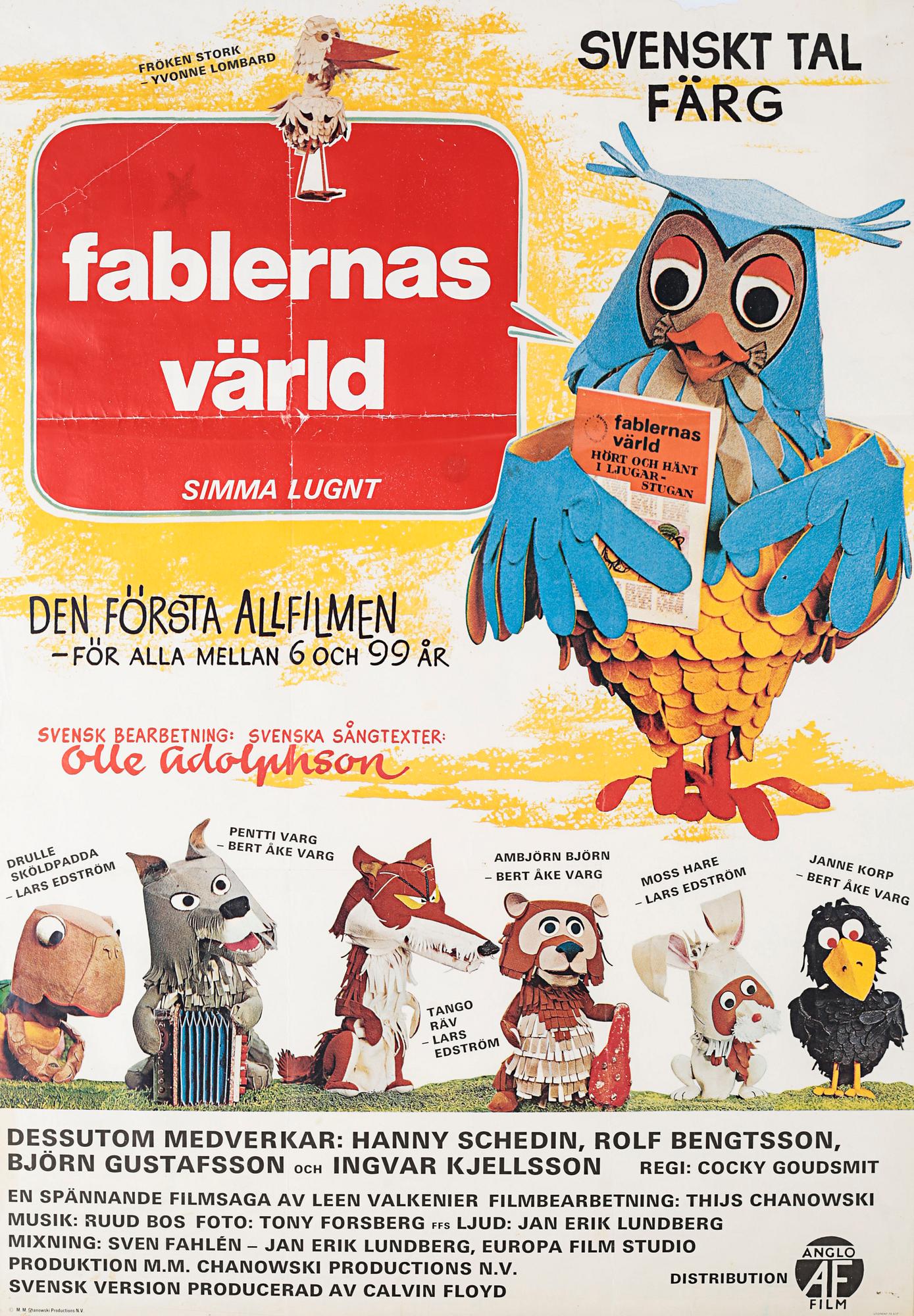 A movie poster for "Fablernas värld", second half of the 20th century.