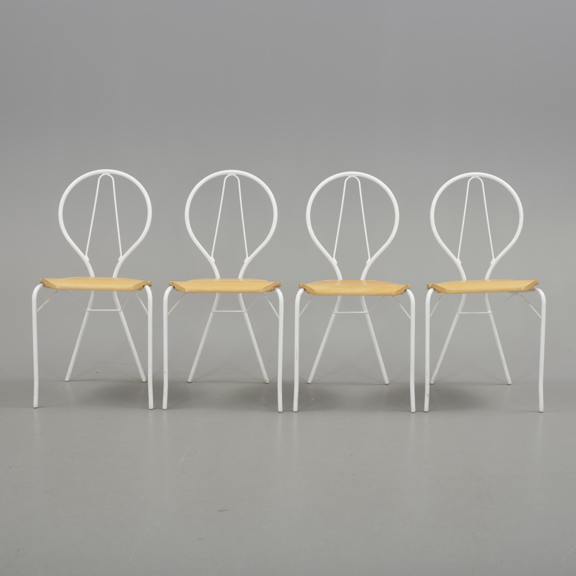 TRÄDGÅRDSSTOLAR, 4 st, "Pia" Tore Ahlsén, Gärsnäs, formgivna 1942.