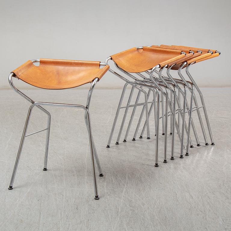 ANNA VON SCHEWEN & BJÖRN DAHLSTRÖM, six steel bar stools from Lammhults. Model designed in 2004.