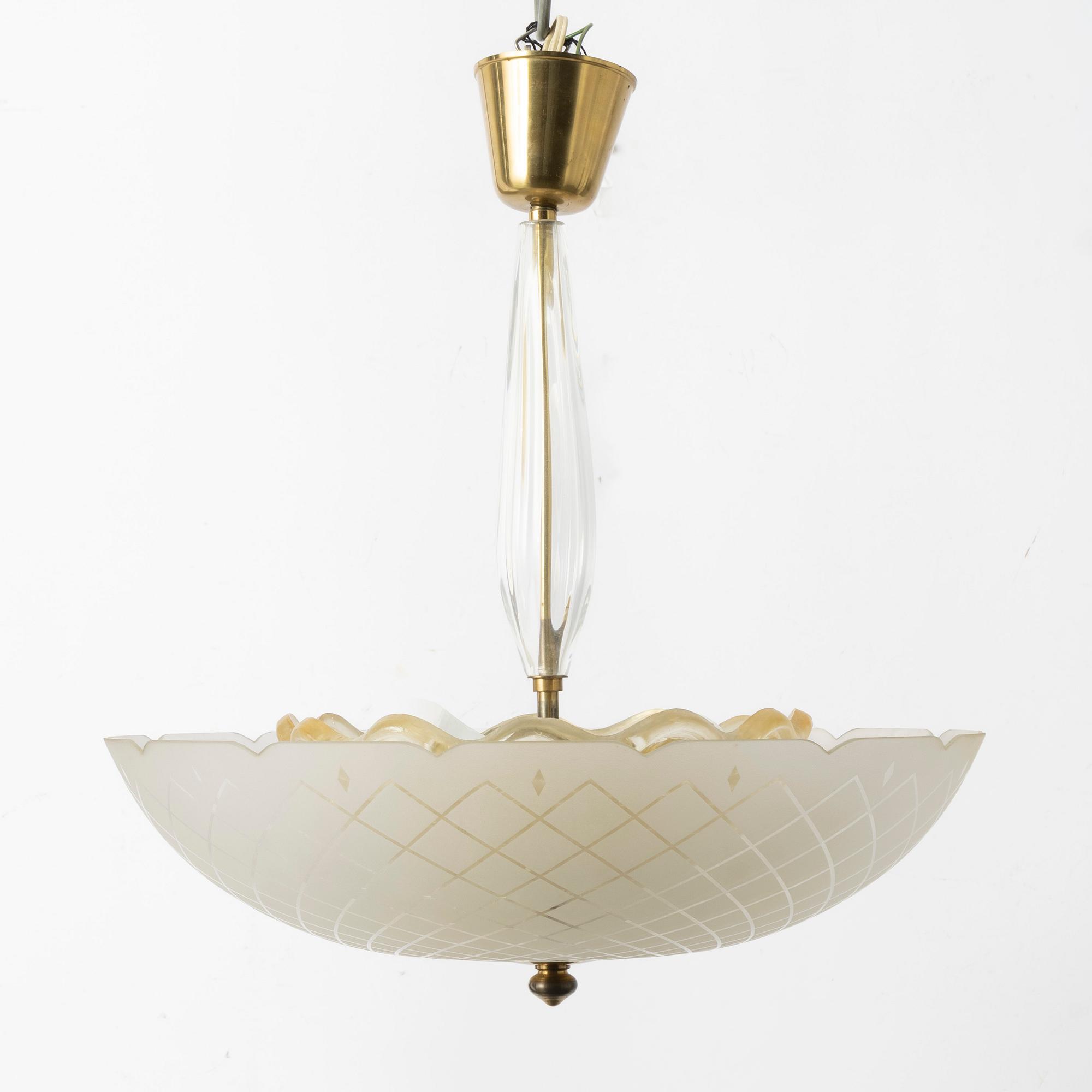 Orrefors, a ceiling lamp, 1940s.
