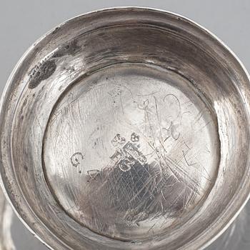 Three Swedish 19th century silver beakers.