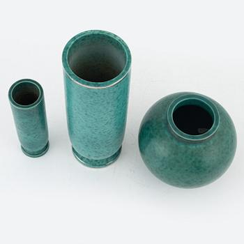 Wilhelm Kåge, three 'Argenta' vases, Gustavsberg.
