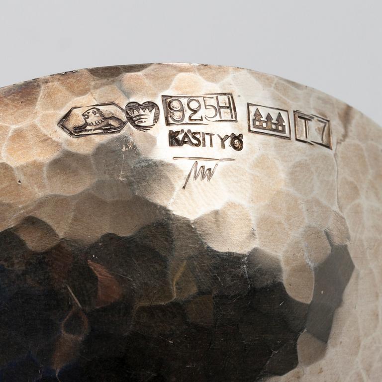 SKÅL OCH BÅLSLEV, sterling silver och rosenträ, Tapio Wirkkala, signerad TW. Kultakeskus, Tavastehus 1972.