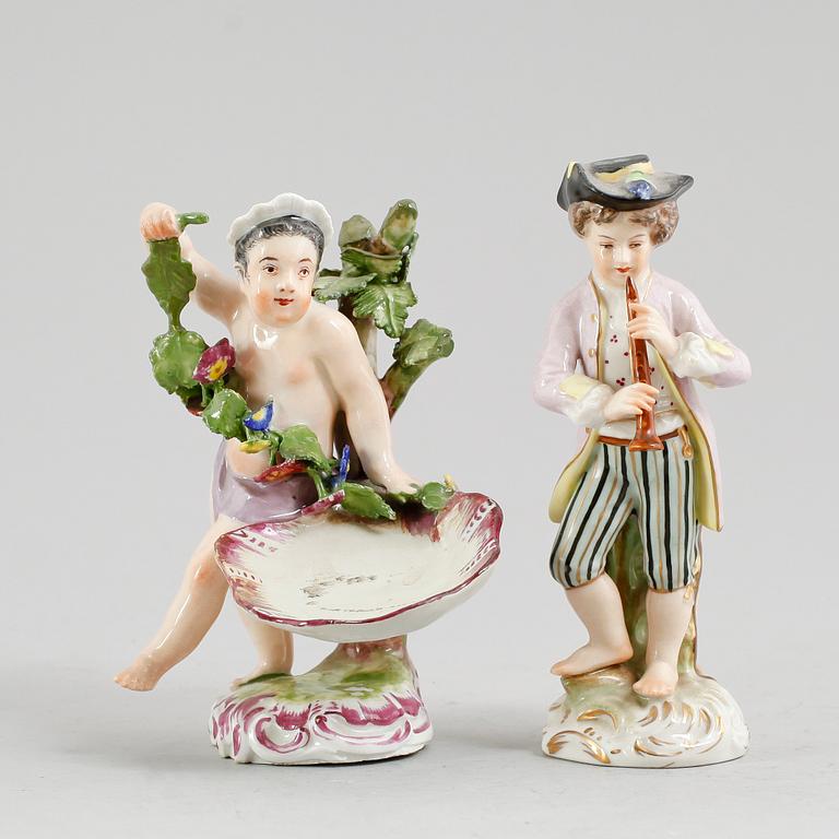 FIGURINER, 2 st, porslin, 1700-tal.
