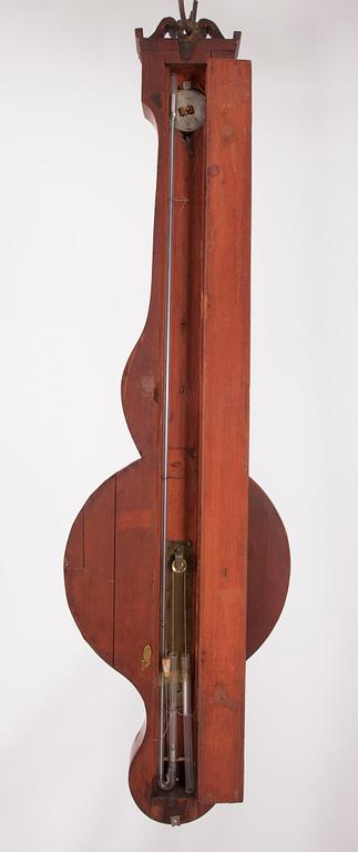 HJULBAROMETER, mahognyfanerad. 1800-talets början.