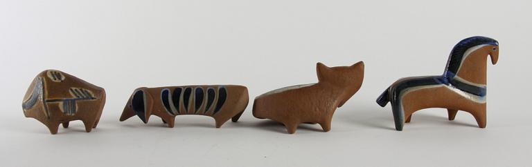 FIGURINER, 4 st, stengods, Lisa Larson, Gustavsberg, osign.
