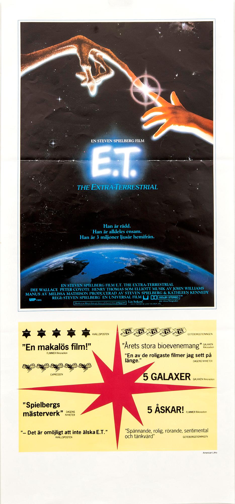 An Swedish 1982 film poster 'ET'.