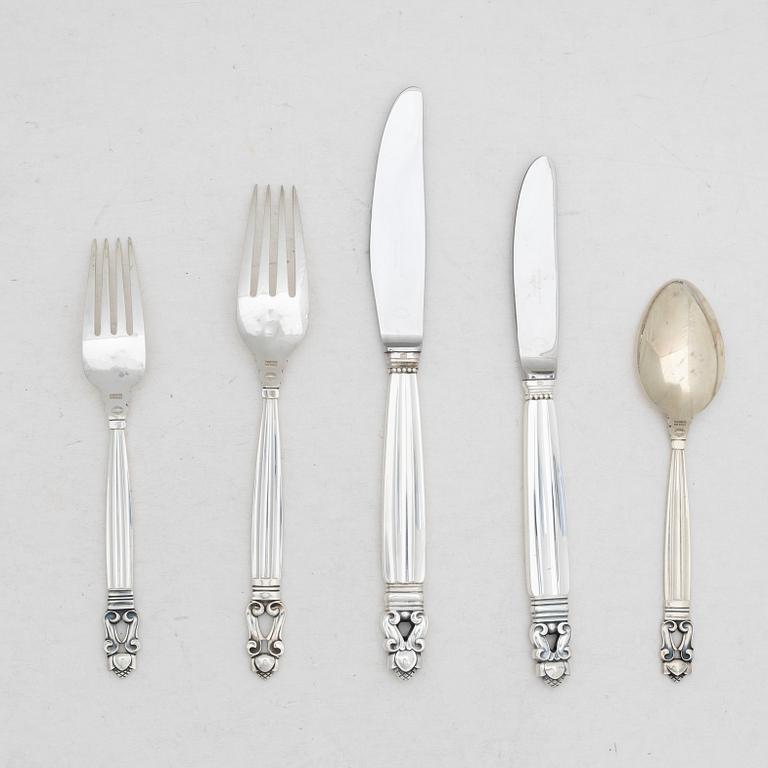 Johan Rohde, Bestick, 26 delar, sterlingsilver, "Konge/Acorn", Georg Jensen, Danmark.