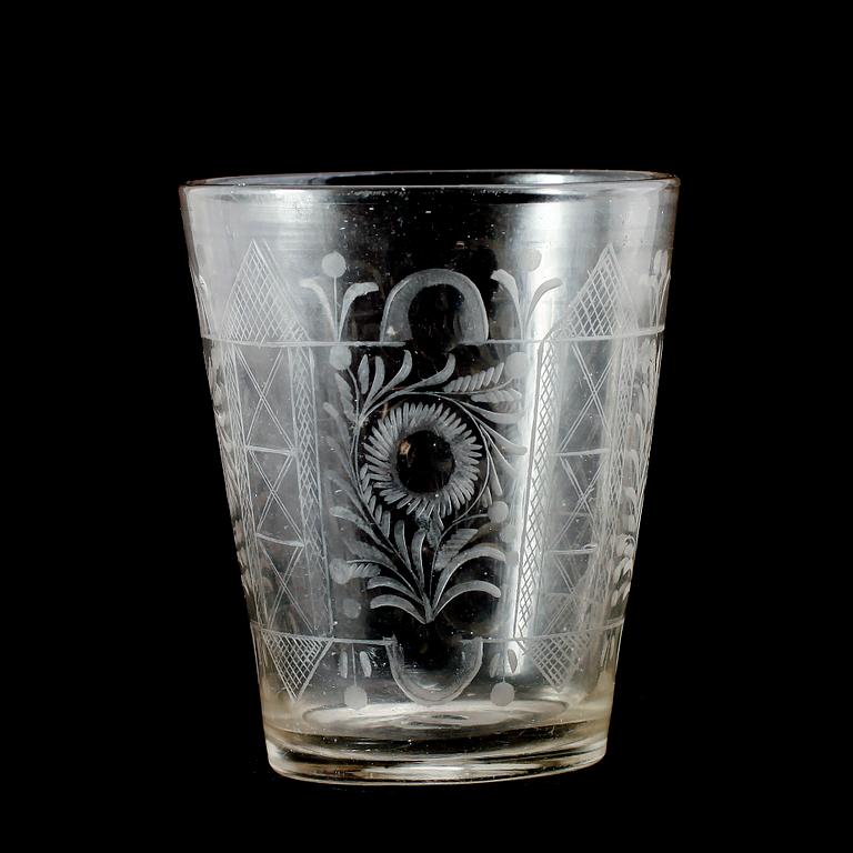 BÄGARE, glas, Tyskland, 1700-/1800-tal.
