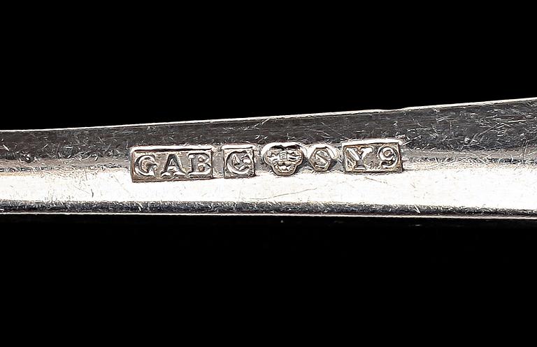 BESTICKSERVISDELAR, 48 st, silver, "Chippendale, GAB, Stockholm, 1900-talets andra hälft. Vikt 1 565 g.