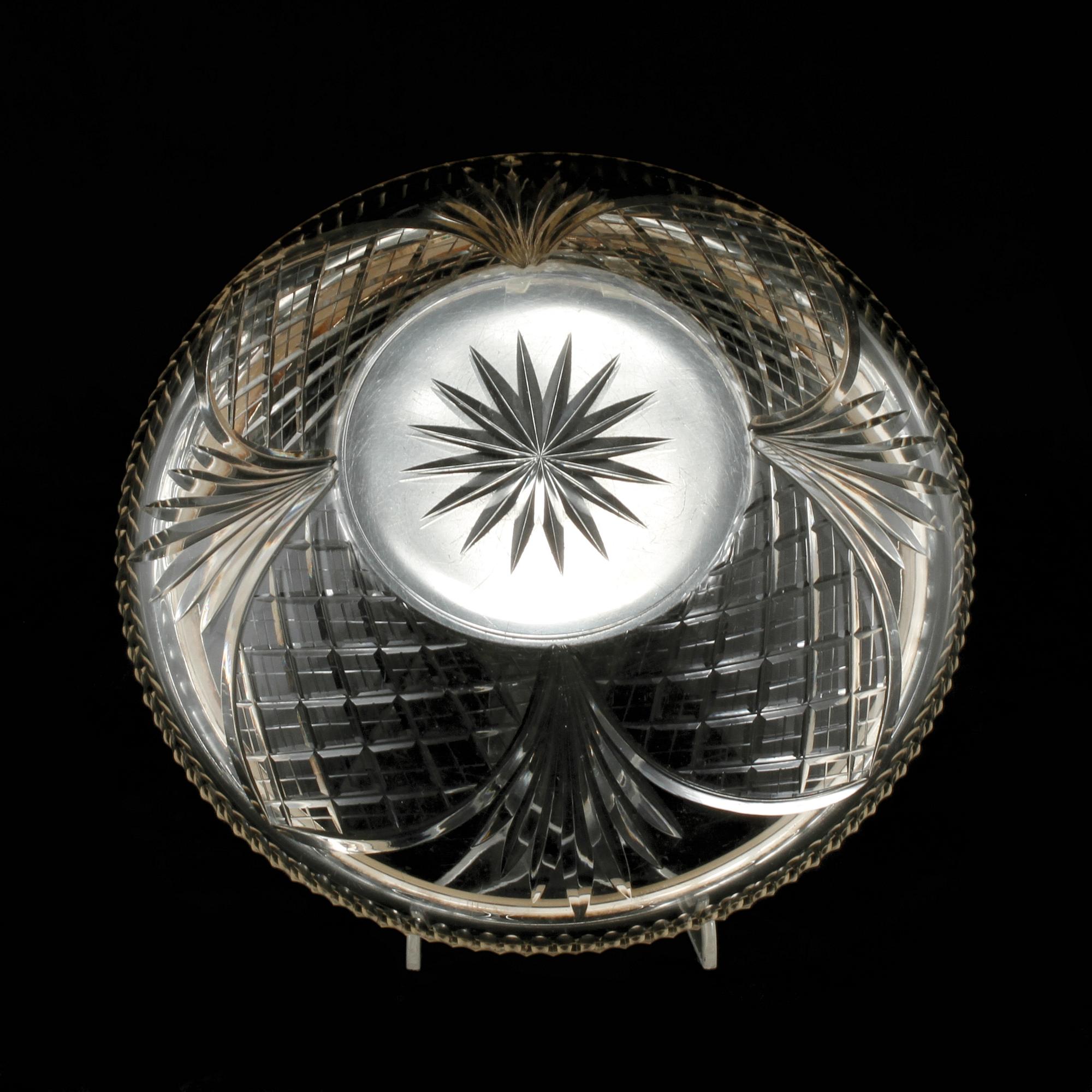 SKÅL, nysilver och glas, Würtembergische Metallwaren Fabrik, Tyskland, 1900-talets första hälft.