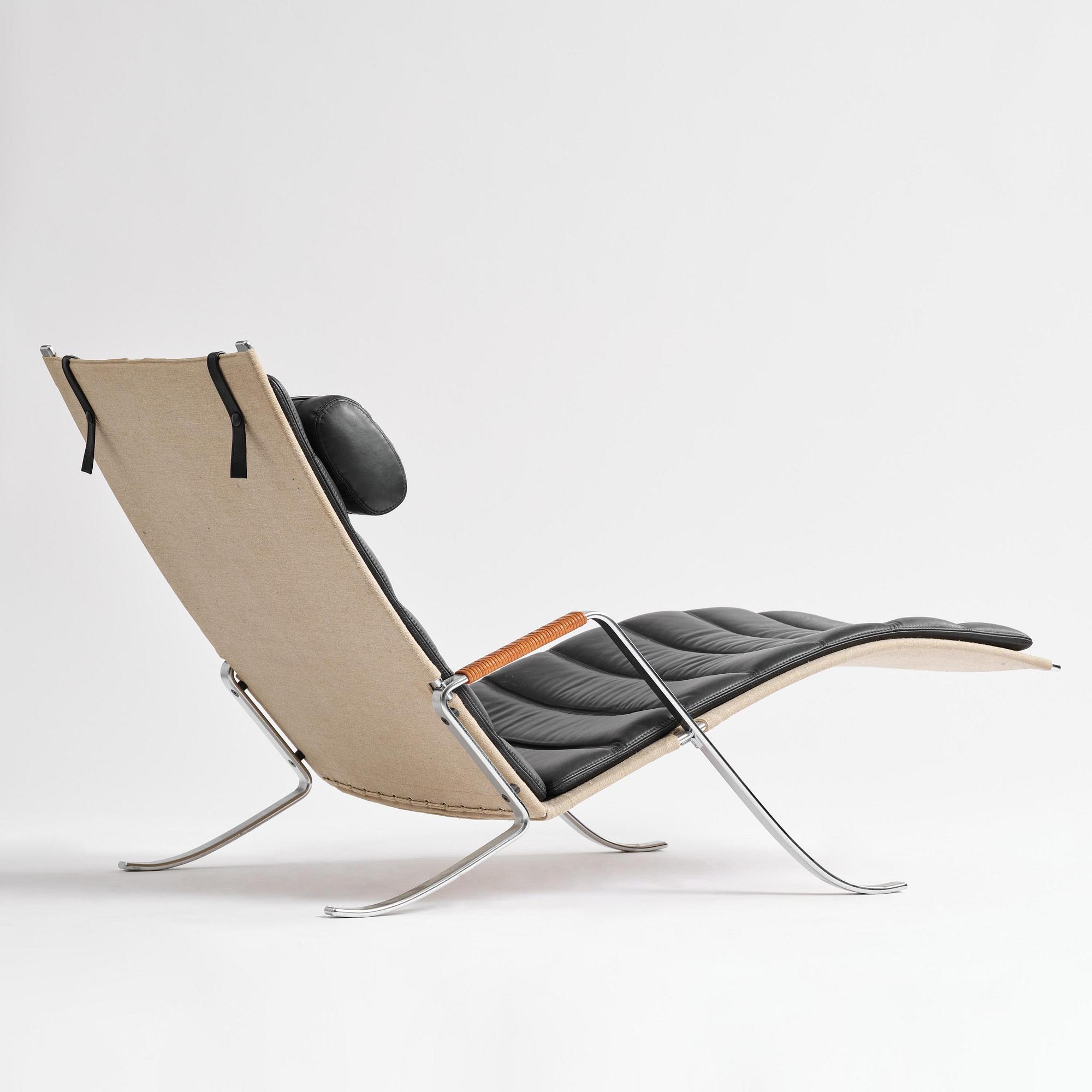 Preben Fabricius & Jørgen Kastholm, liggfåtölj, "Grasshopper", modell FK 87, Lange Production, Danmark, efter 2006.