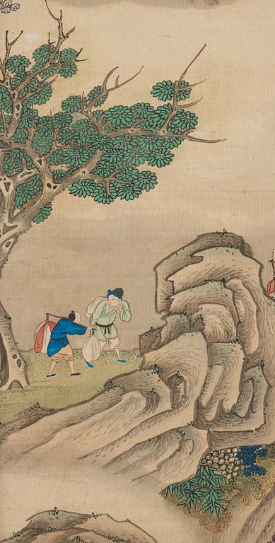 Okänd konstnär, akvarell och tusch på siden, Qingdynastin, 1800-tal.