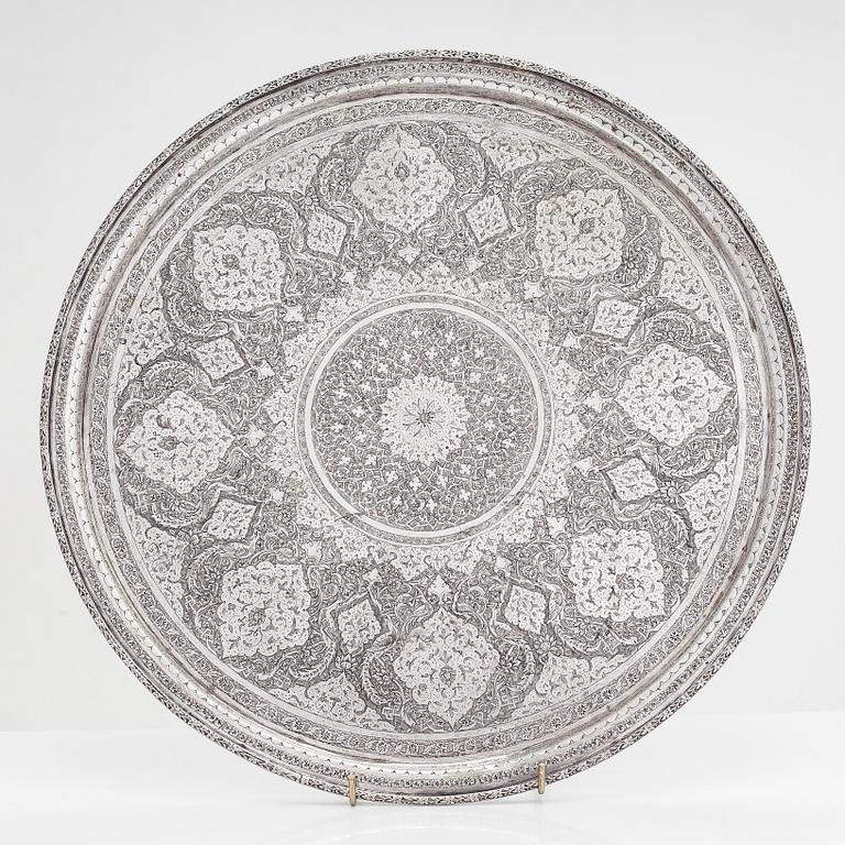 Bricka, silver, Persien (Iran), sen Pahlavidynasti.