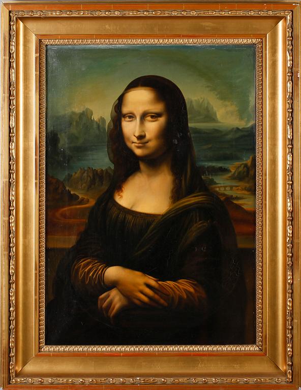 LEONARDO DA VINCI, efter, oljetryck, omkring år 1900.