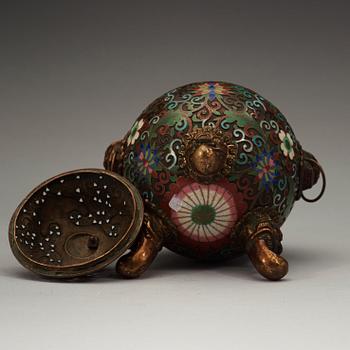 A Cloisonné tripod censer, Qing dynasty, 19th Century.