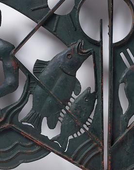 Swedish Modern, a pair of lacquered iron gates, mid 20th C.