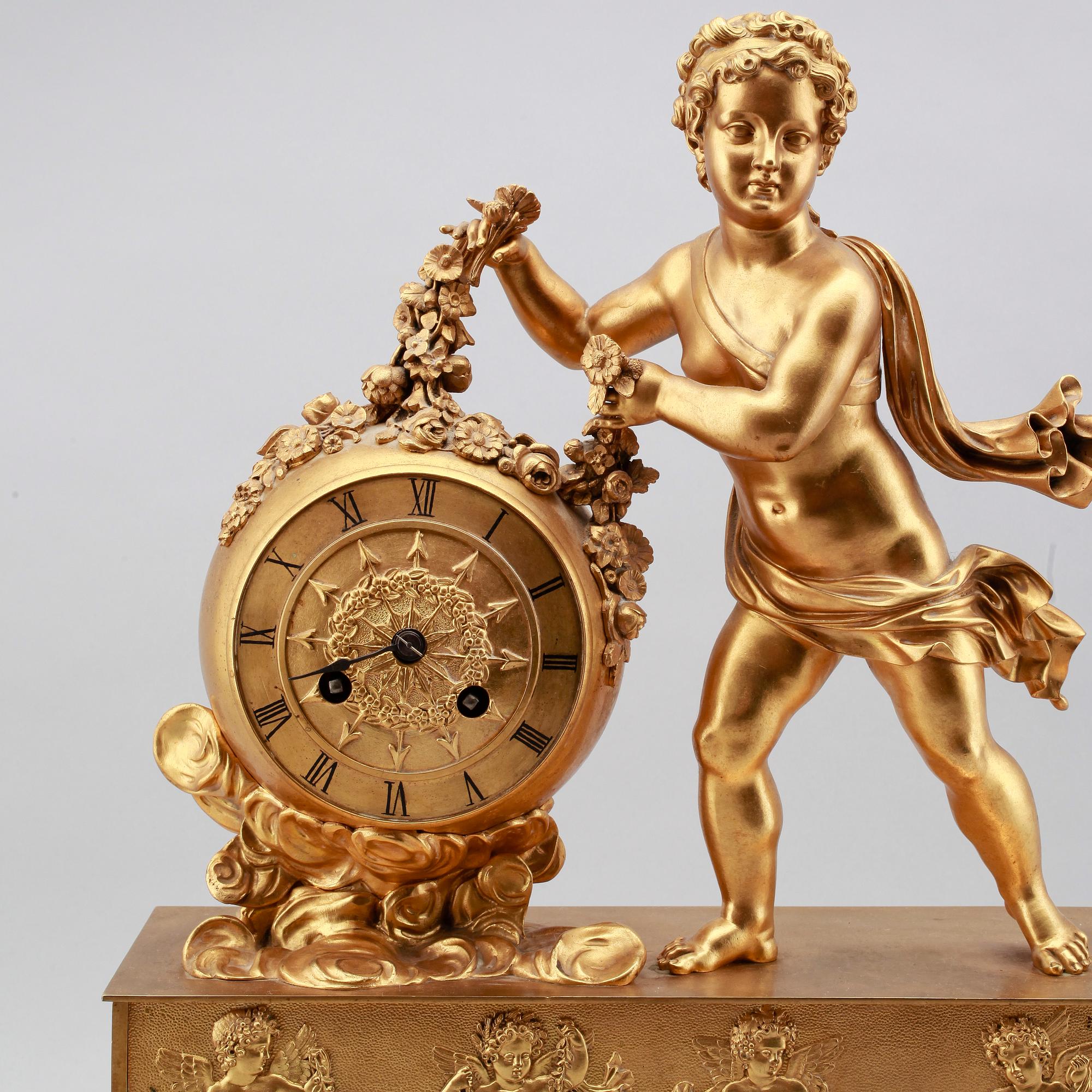 BORDSPENDYL, förgylld brons, Frankrike, 1800-talets andra hälft.