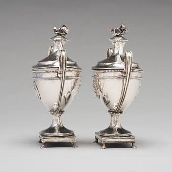 A pair of Swedish 18th century silver sugar-bowl, makers mark of Johan Fagerberg, Karlskrona 1789.