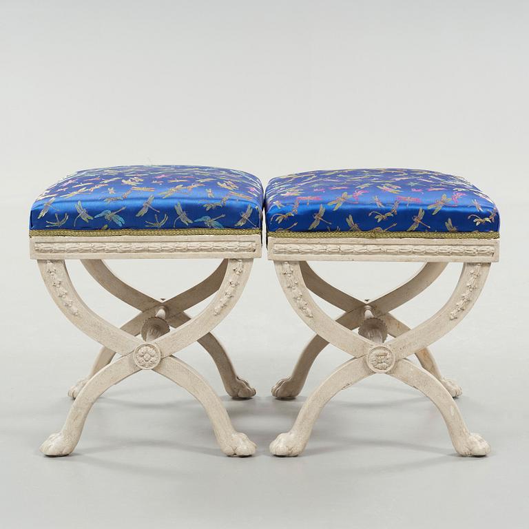 A pair of late Gustavian 1790's stools.