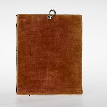 IKON, tempera på pannå, förgylld silverrisa, Ryssland 1800-talets slut.