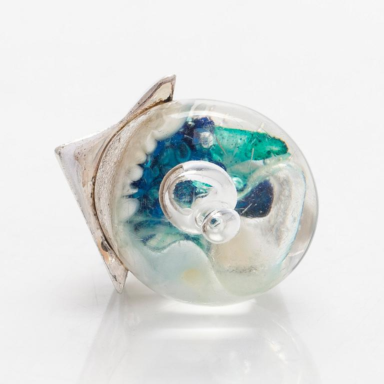 Björn Weckström, ring, "Förstelnad sjö", silver, akryl, Lapponia 1975.