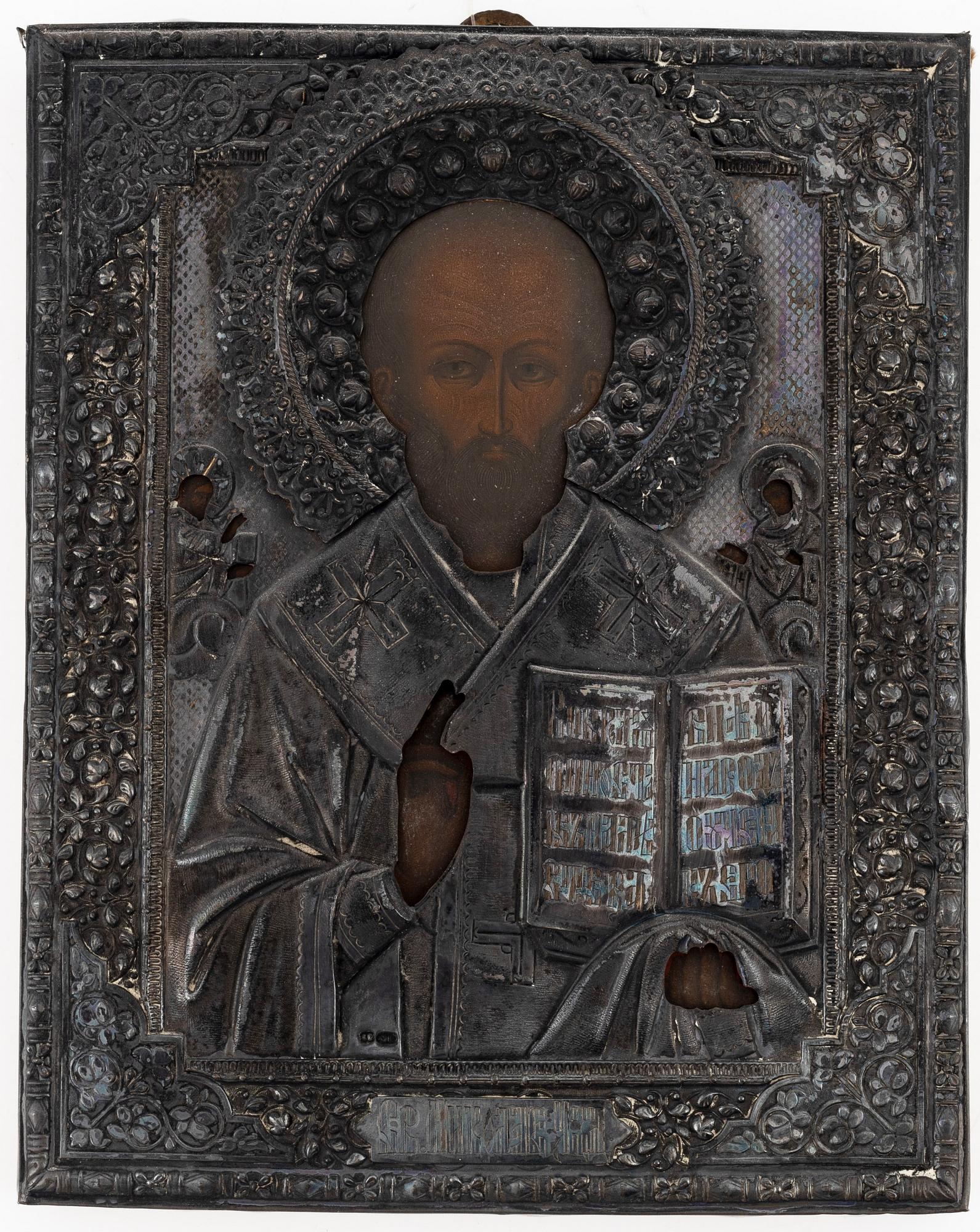 Ikon med oklad i silver, Moskva 1908-26.