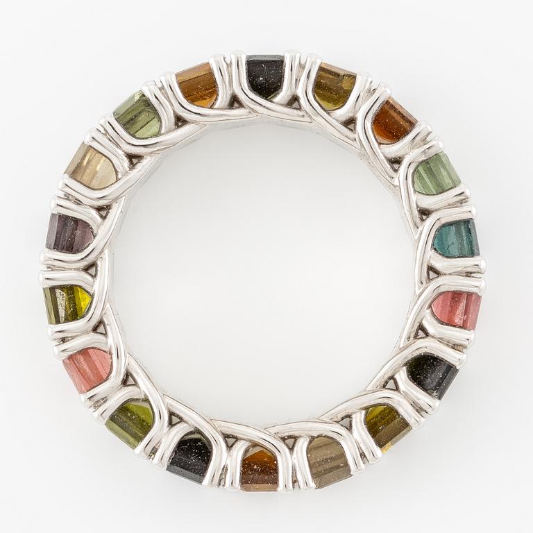 Ring 14K white gold with multi-coloured tourmalines.