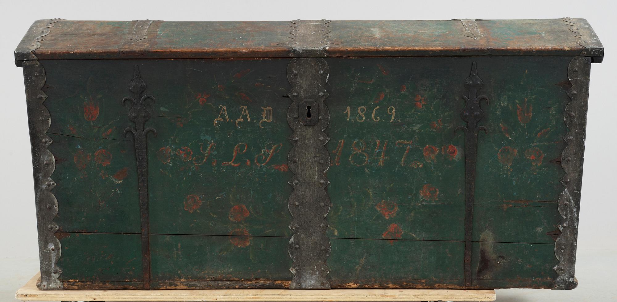 KISTA, allmoge, Skåne, bär datering 1847 samt 1869.