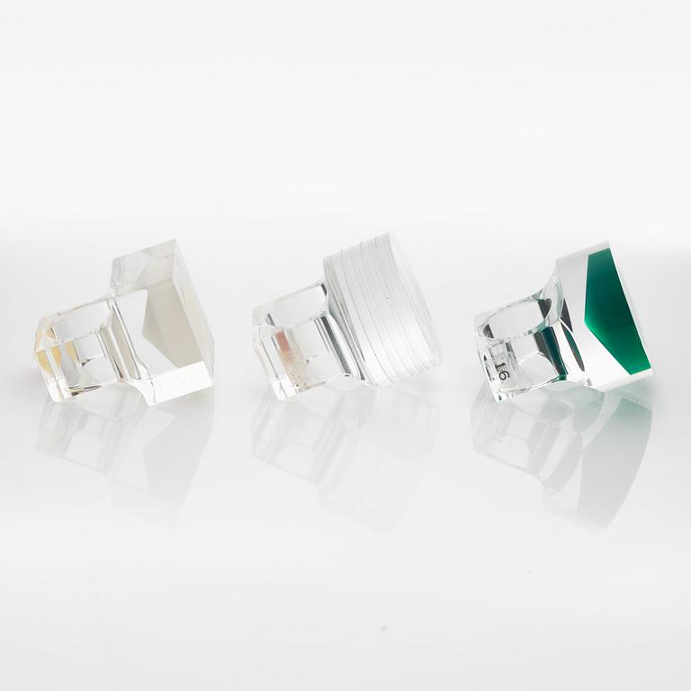 Siv Lagerström, three acrylic plastic rings, 1970s.