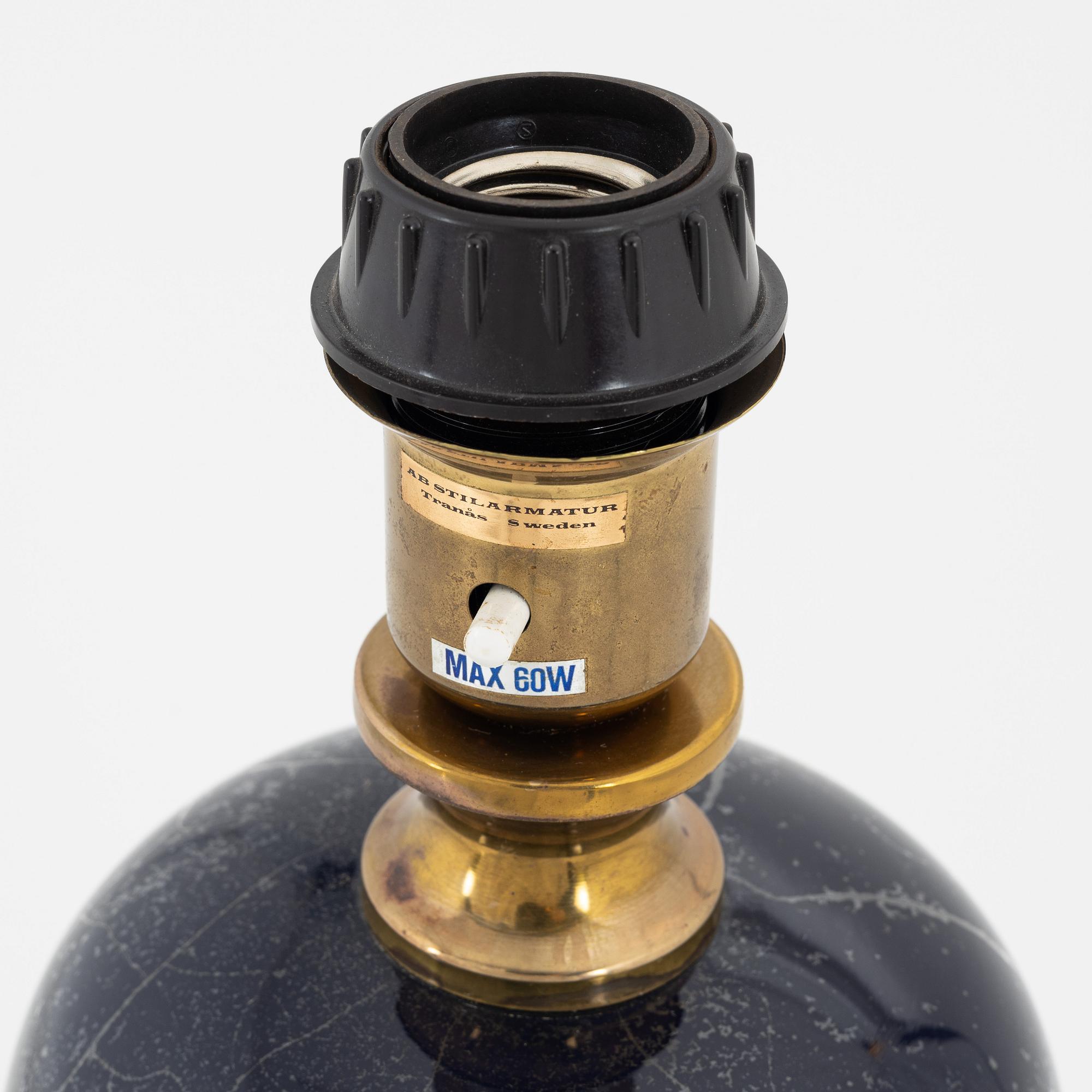 A glass table light, AB Stilarmatur, Tranås, second half of the 20th Century.