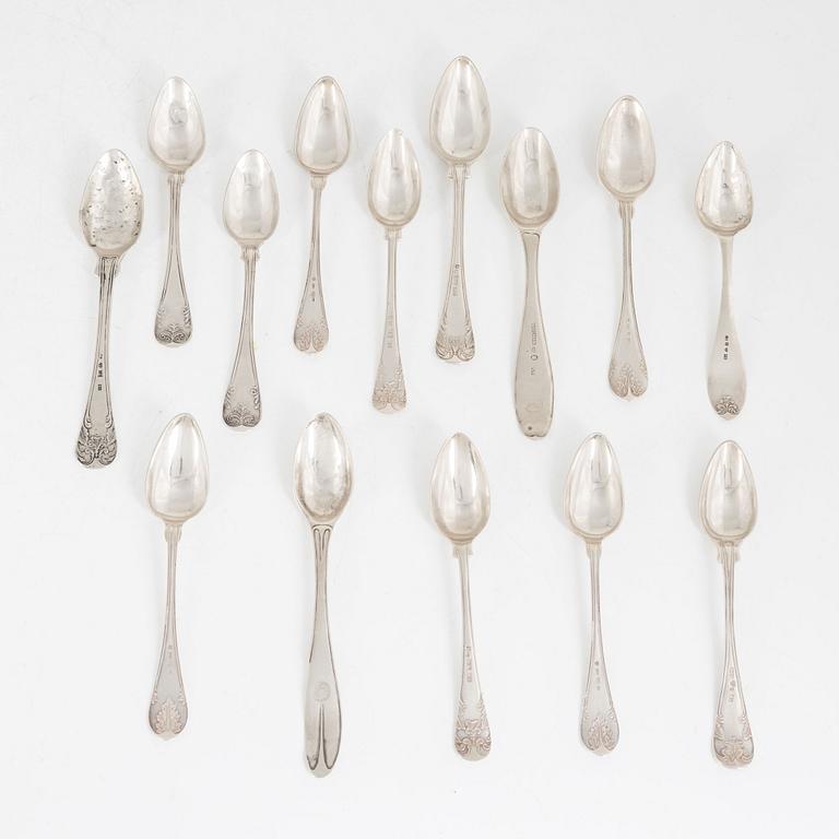 Swedish Silver Teaspoons, 19th Century (14 pieces).