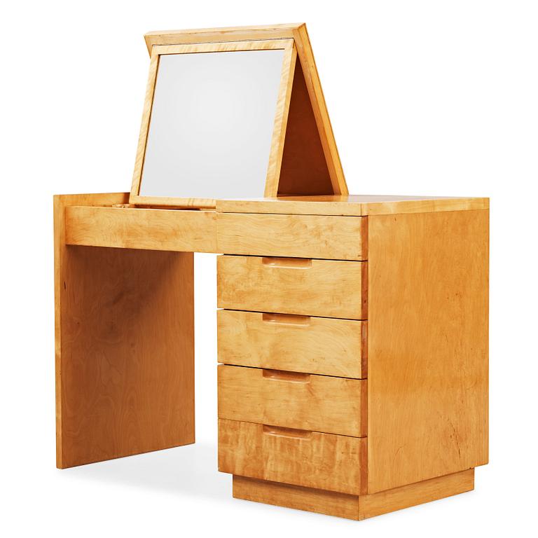 An Alvar Aalto birch working table/ lady's desk, made on license by Design Aalto Hedemora 1945-54.