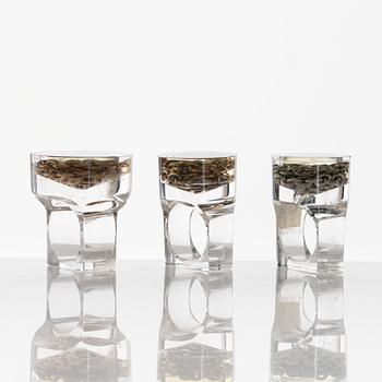 Siv Lagerström, three rings, acrylic plastic and chains. 1970s.