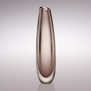 A glass vase signed G. Nyman.