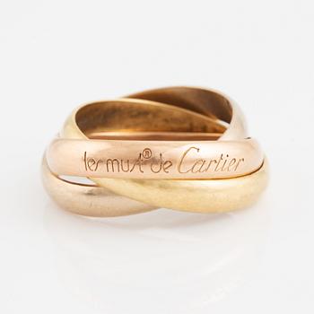 Cartier, "Trinity" 18K three coloured gold ring.