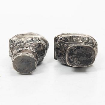 Rokoko, Two silver snuff boxes, Northern Europe, 18th century.