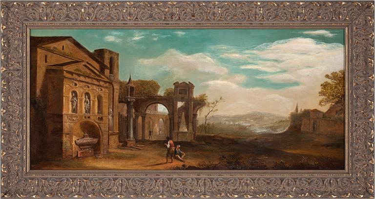 Landscape with ruins and figures.