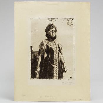 ANDERS ZORN, etching, 1909, II state of II, signed in pencil.