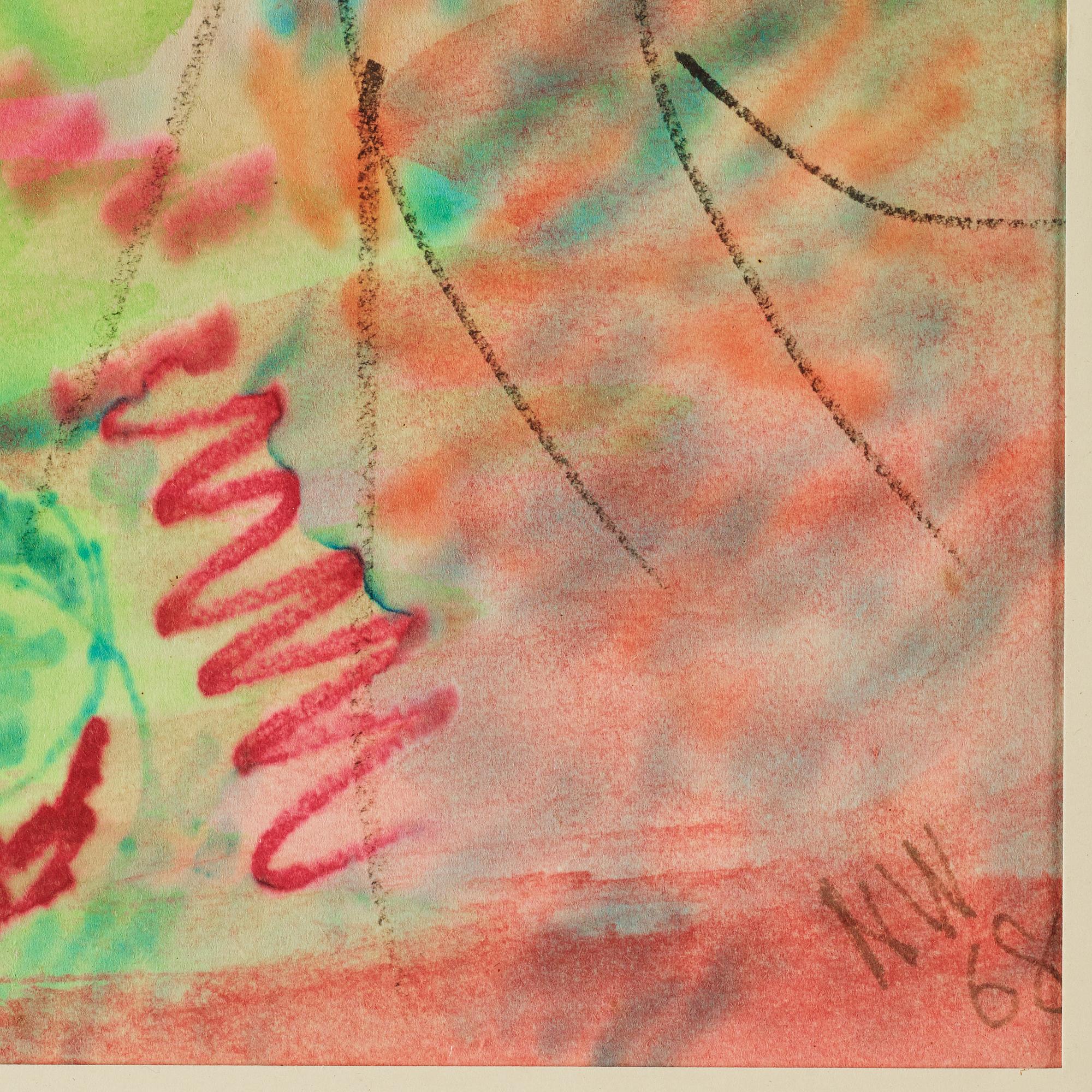 NELL WALDEN, blandteknik på papper , signerad och daterad -68.