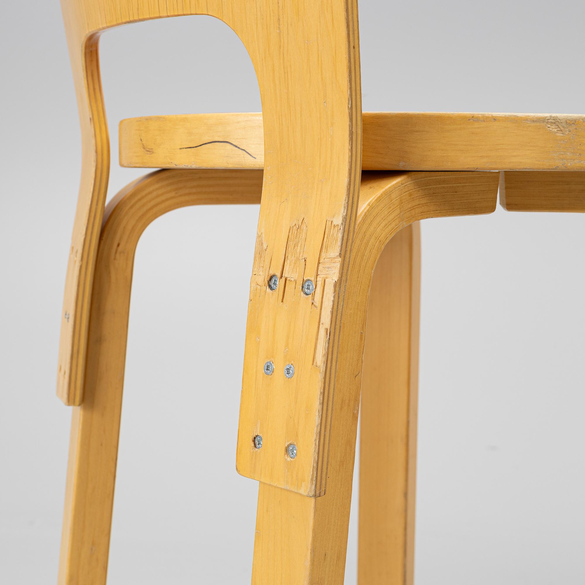 Alvar Aalto, four 'K65' bar stools, Artek, Finland, 2002.