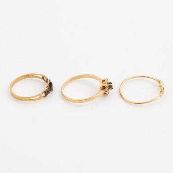 Ring, six pieces, 18K gold with, among other things, pearls and rose-cut diamond.