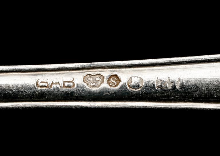 MATSKEDAR, 9 st, snarlika, silver, GAB, Stockholm bla 1918. Tot vikt 498 g.