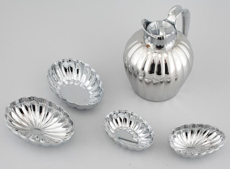 TERMOSKANNA samt PÅSKÄGG, 2 st, rostfritt stål, delvis Sigvard Bernadotte, Georg Jensen, 2000-tal.